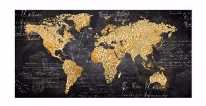 Picture of Wall artwork world map faux leather gold 70x40