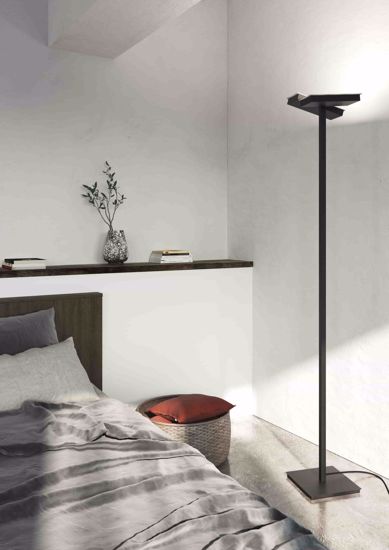 Very bright modern black floor lamp with adjustable light for indoor