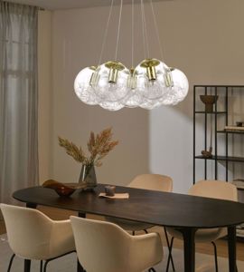 Ideal lux  mapasat lampadario grappolo per soggiorno 7 sfere vetro ottone
