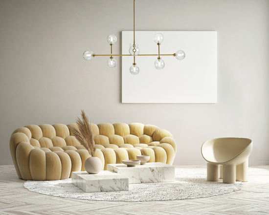 Dom miloox 9 lights brushed gold chandelier for contemporary living room