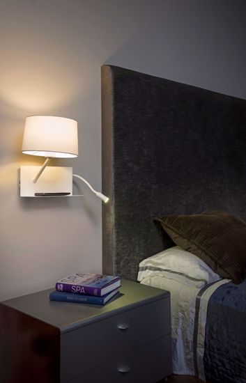 Faro barcelona handy wall bedside with shelf and usb port right