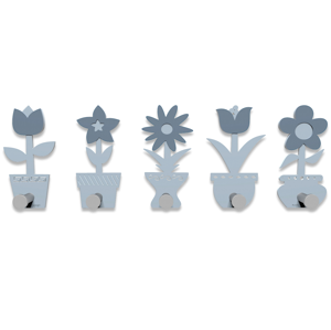 Callea design modern coat rack hooks little flowers powder blue