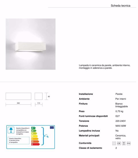 Modern plaster wall light white ceramic paintable 30cm 1 light isyluce 620