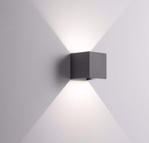 Outdoor wall lamp anthracite grey cube Led 6W 4000K IP54 moving wings