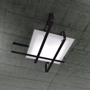 Top light cross ceiling lamp 99cm black metal and glass