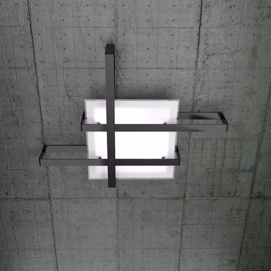 Top light cross ceiling lamp 71cm black metal and glass
