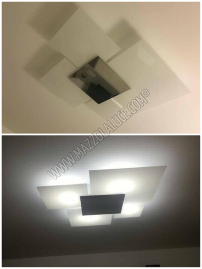 Top light shadow ceiling lamp 46cm chrome and glass