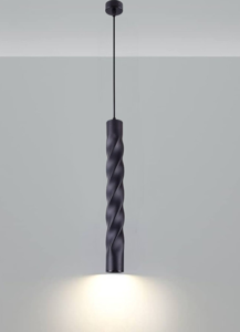 Lampadario pendente da cucina moderna cilindro arricciato nero