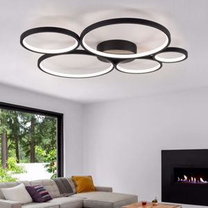 Led ceiling light black metal rings dimable 49w 3000k for living room