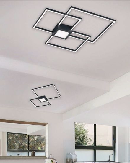 Led ceiling lamp anthracite modern style metal squares  38w 3000k