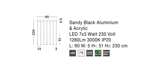 Modern black led chandeliers 21w 3000k for dining table