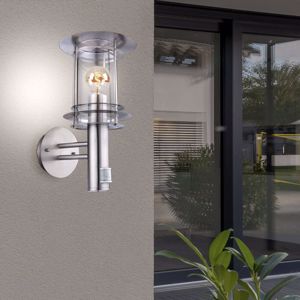 Eglo lisio outdoor wall lamp with motion sensor steel and glass