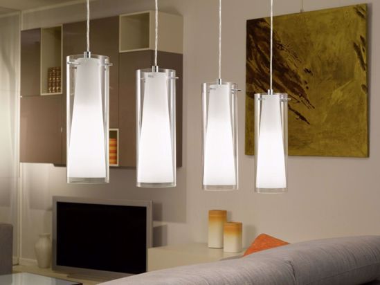 4-light modern pendant light in glass for living room or above dining table