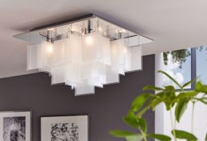 Eglo condrada modern ceiling lamp square white glass