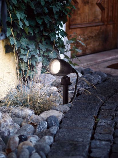 Short black beacon light led adjustable for outdoor garden