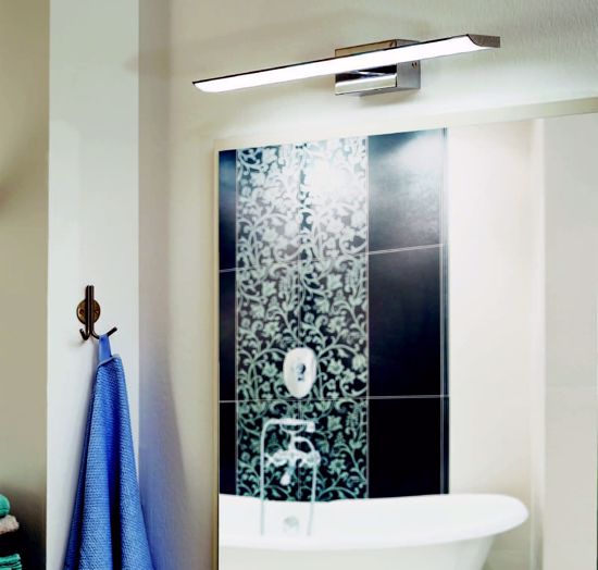 Led wall lights above modern bathroom mirror 
