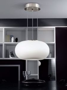 Modern pendant light ø35cm white glass sphere high luminous power