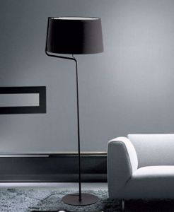 Faro berni black modern floor lamp with white fabric shade