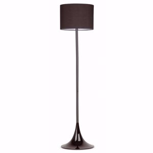 Faro floor lamp in shiny black metal with round black shade