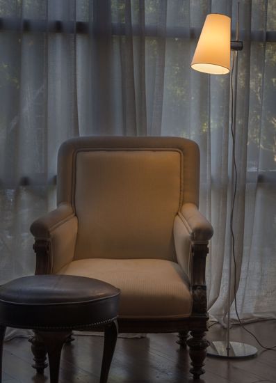 Faro lupe floor lamp with modern shade fabric adjustable
