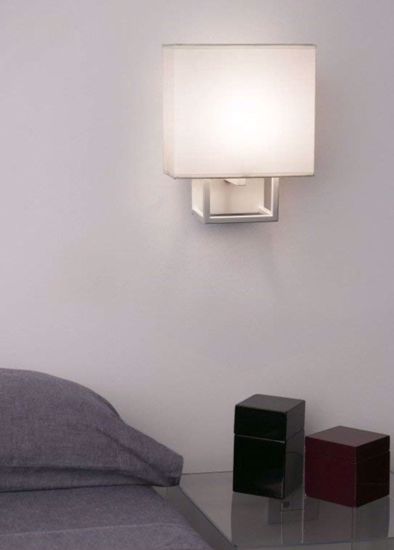 Faro vesper white wall lamp with beige shade