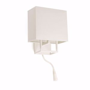 Faro vesper white bedside led wall lamp with beige shade