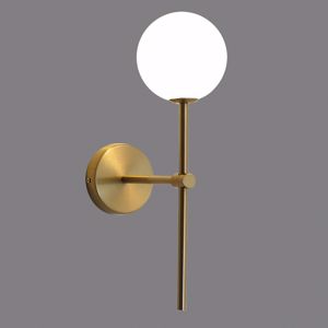 Contemporary style white glass sphere gold wall light