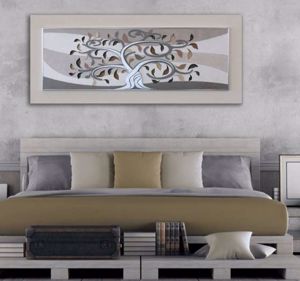 Artitalia tree of life painting brown beige and silver leaf