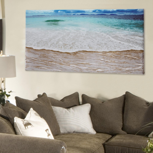 Pintdecor beach wall art hand-decorated embossed canvas with silver foil details