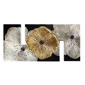 Pintdecor petunia oro piccola wall art 115x55 hand-decorated with gold and silver foil