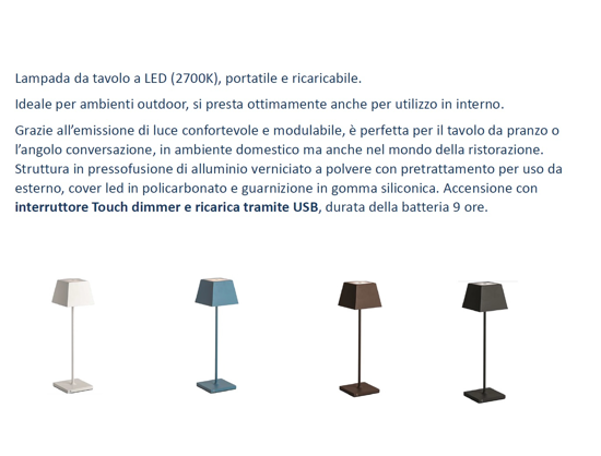 LED restaurant table lamp garder outdoor IP54 corten metal 2700k rechargeable